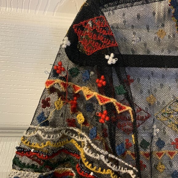 Black and Multicolor Embroidered Women's Top - Picture 6 of 8